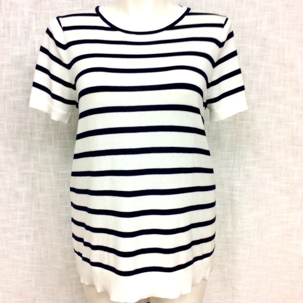 Kim Rogers Large Striped Short Sleeve Sweater
